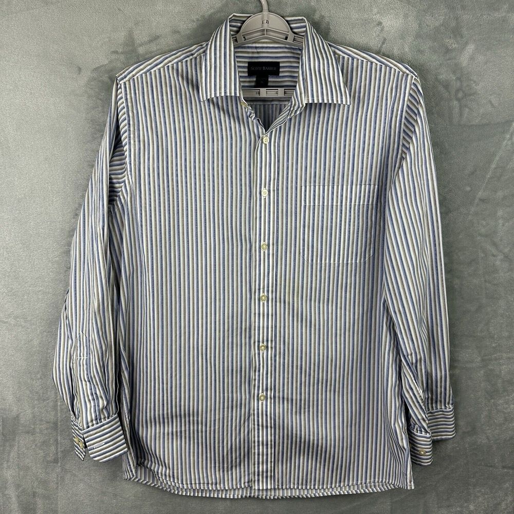 Scott Barber Shirt Mens XL White Striped Button Down Long Sleeve